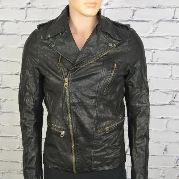 Mens Scotch and Soda Leather Biker Jacket Motorcycle cafe racer size small
